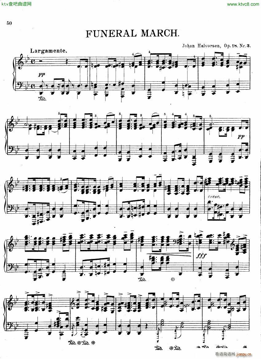 Halvorsen Funeral March op 18 nr 3(钢琴谱)1