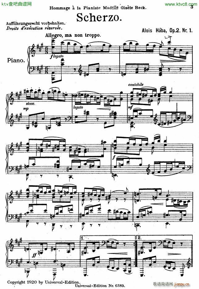 Haba deux morceaux(钢琴谱)1