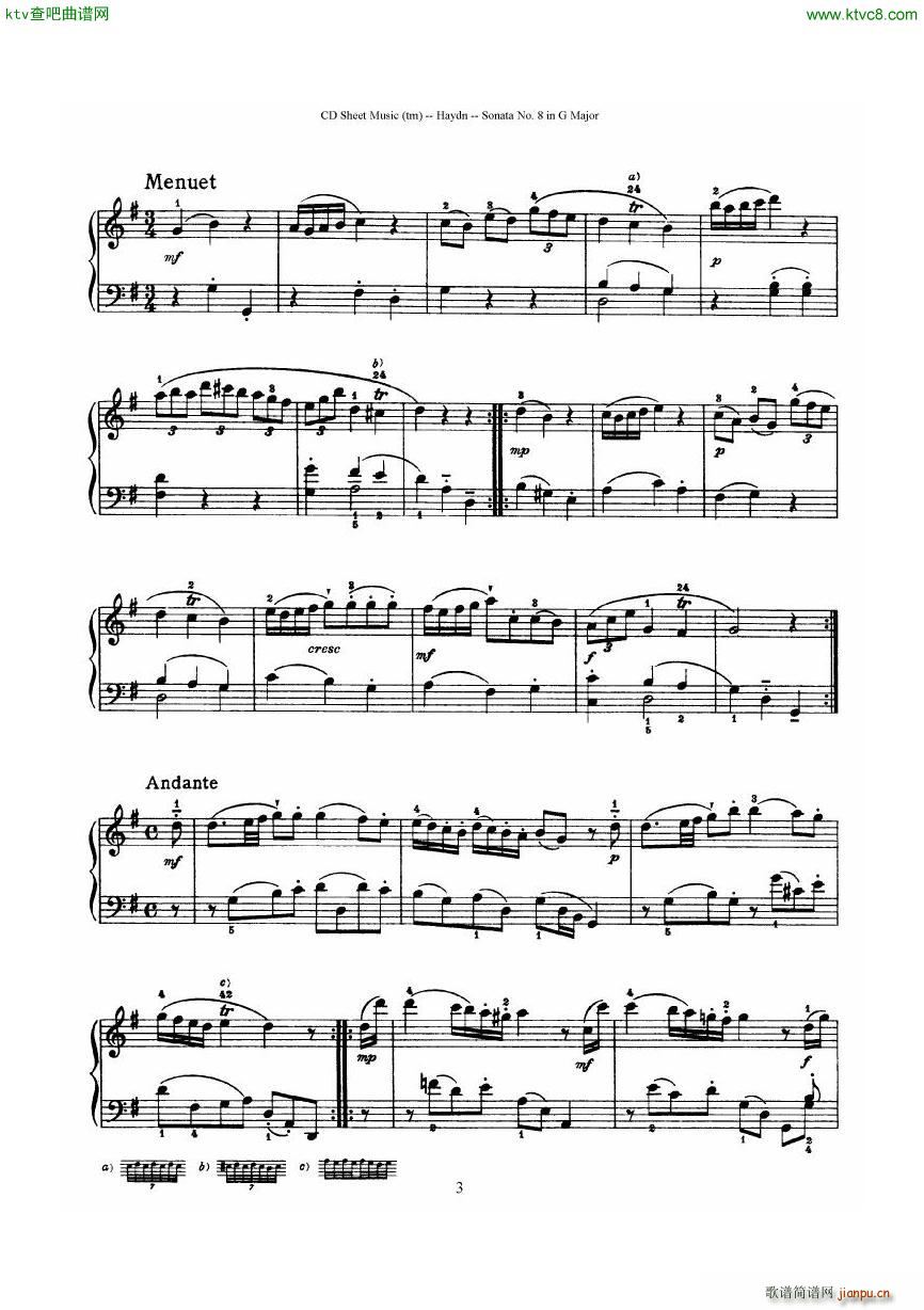 Haydn Joseph Sonata no 8 in G Major(钢琴谱)3