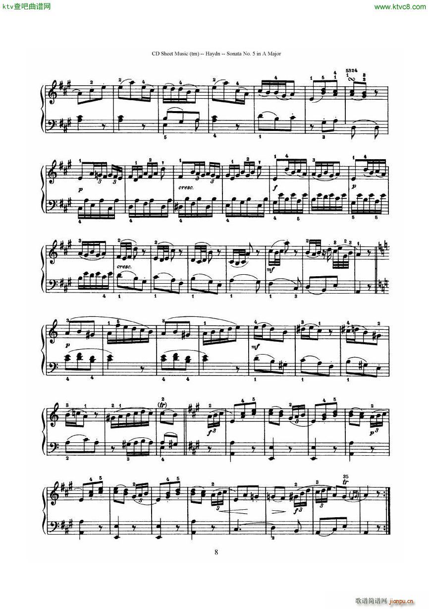 Haydn Joseph Sonata no 5 in A Major(钢琴谱)8