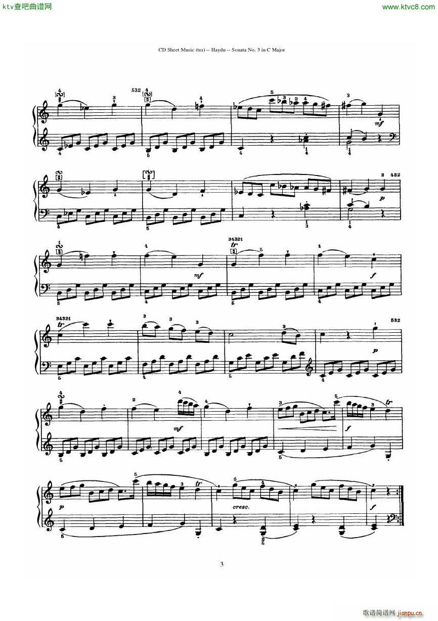 Haydn Joseph Sonata no 3 in C Major(钢琴谱)3