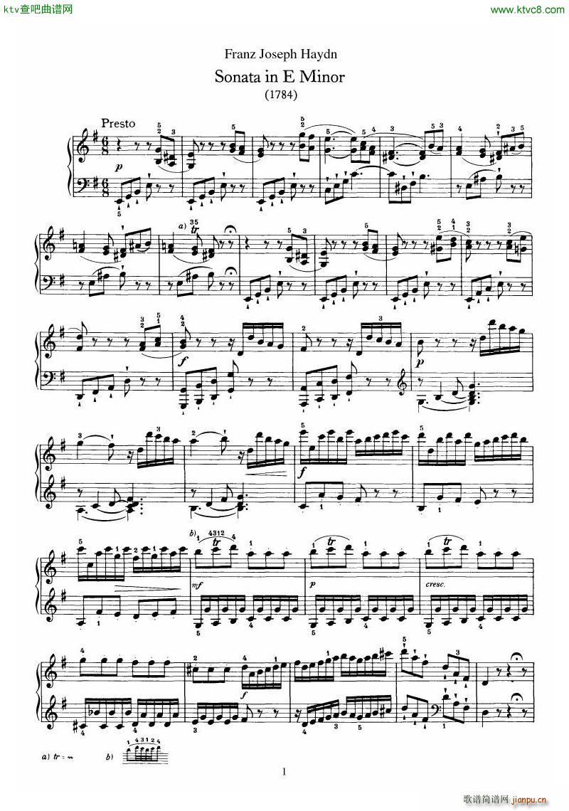 Haydn Piano Sonata No 34 In E(钢琴谱)1