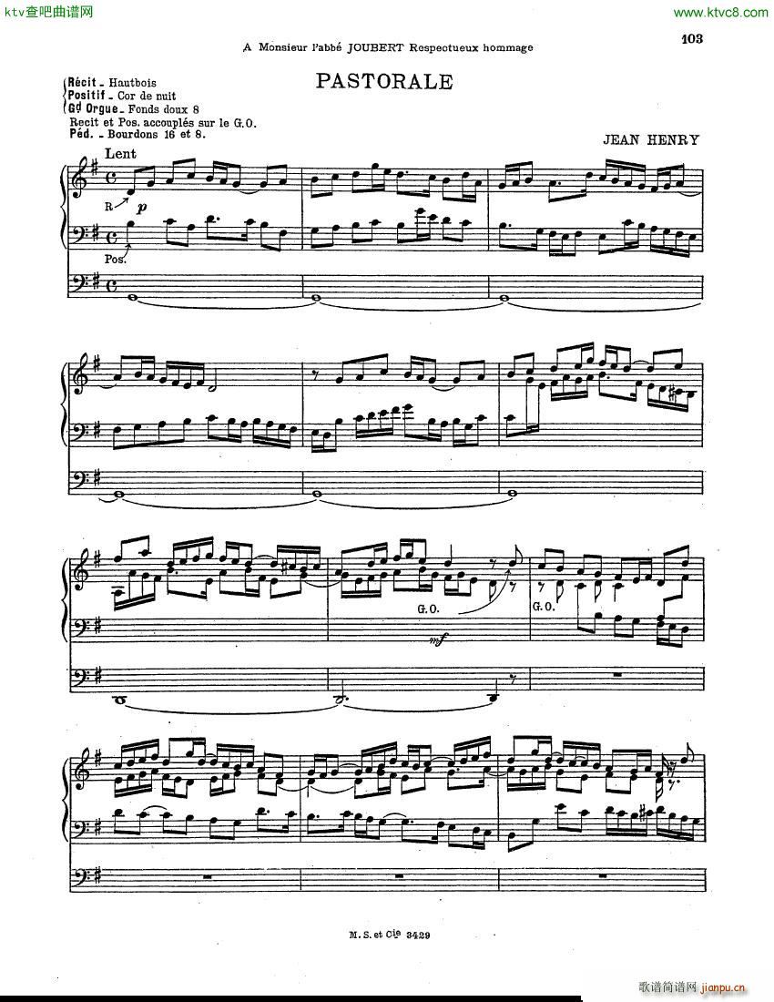 Henry Jean Pastorale organ(钢琴谱)1