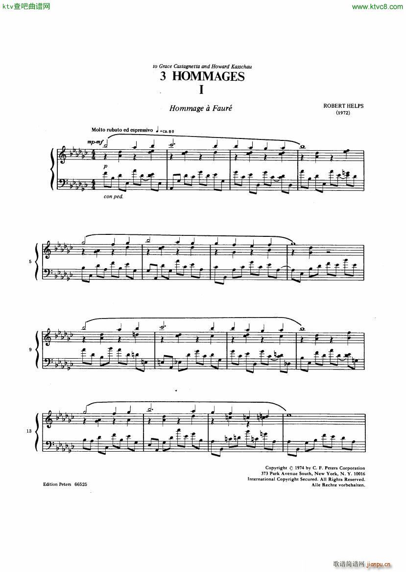 Helps 3 Hommages(钢琴谱)1