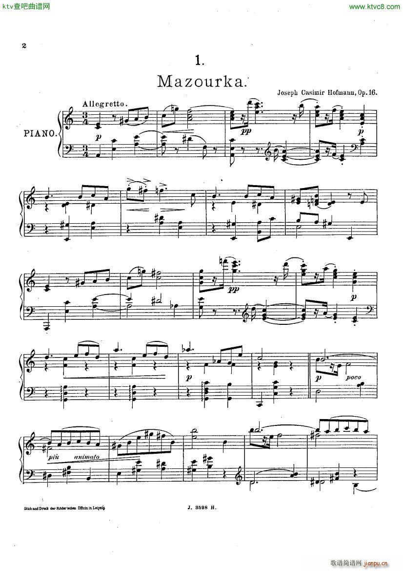 hofman mazurka(钢琴谱)1