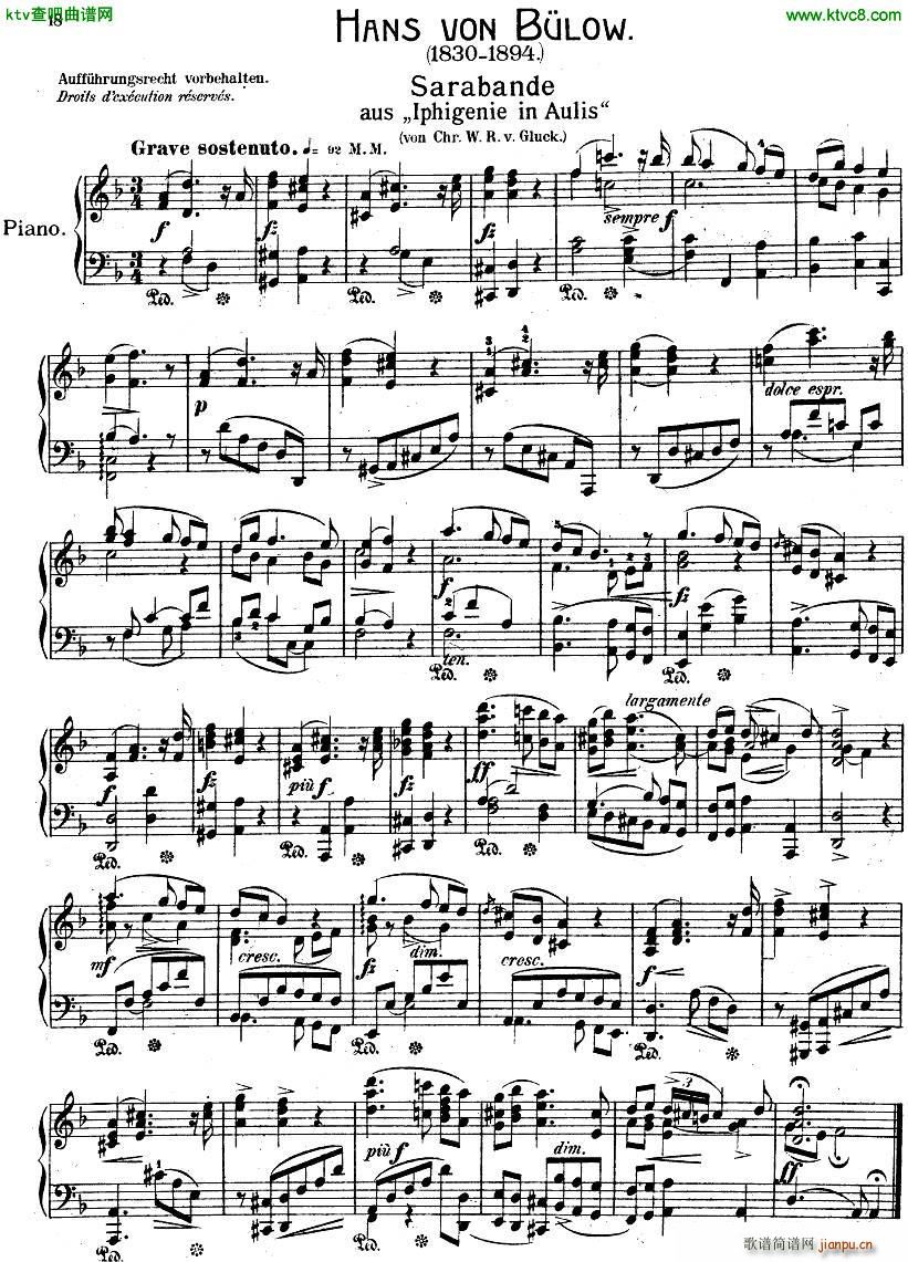 gluck sarabande(钢琴谱)1