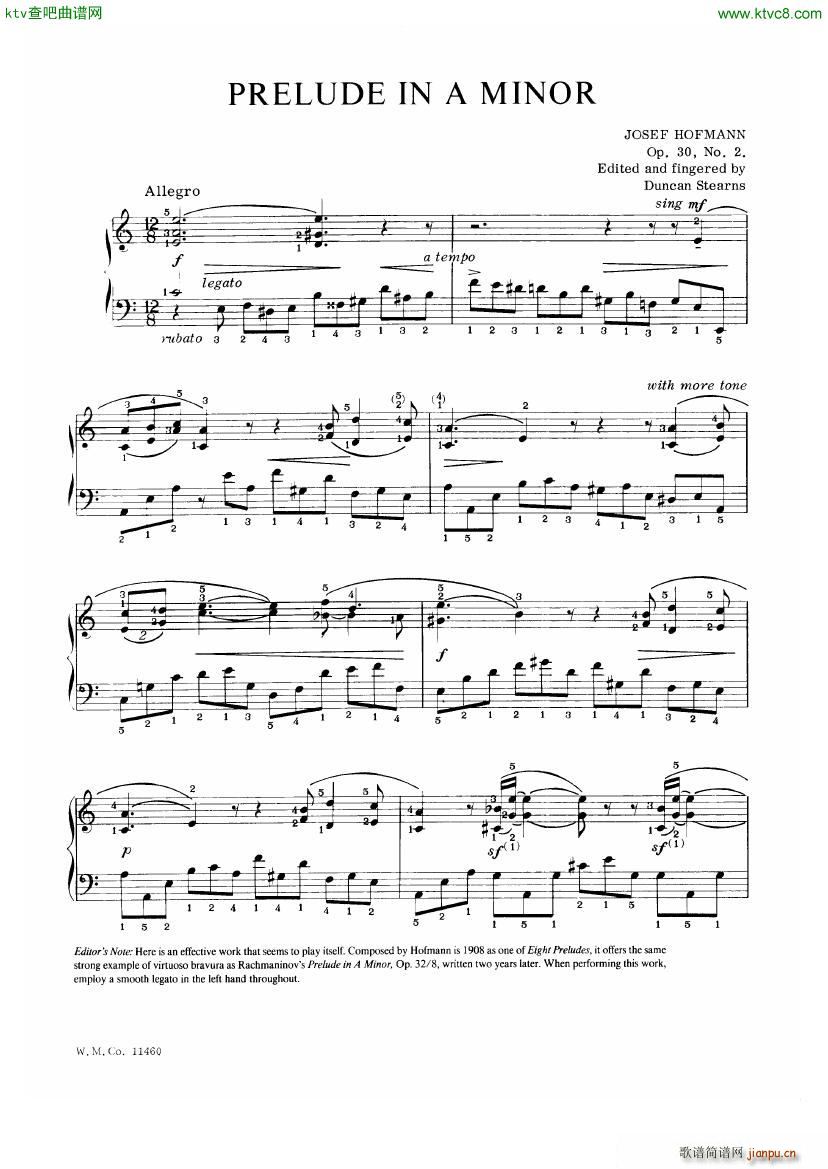 Hofmann Prelude a Moll(钢琴谱)1