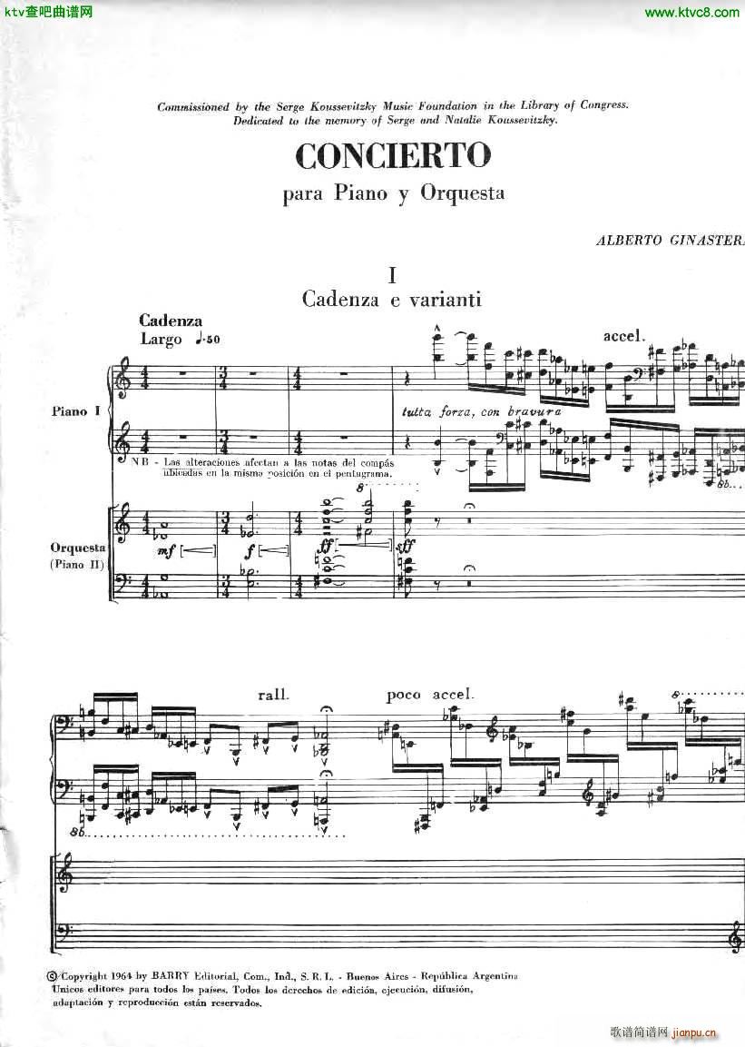 Ginastera Piano concerto No 1 part 1(钢琴谱)1