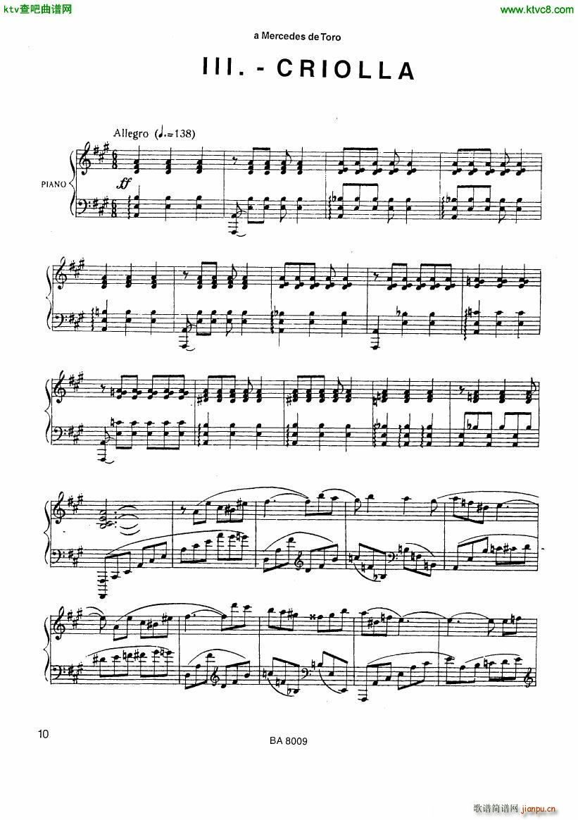 Ginastera Tres Piezas 3 Criolla(钢琴谱)1