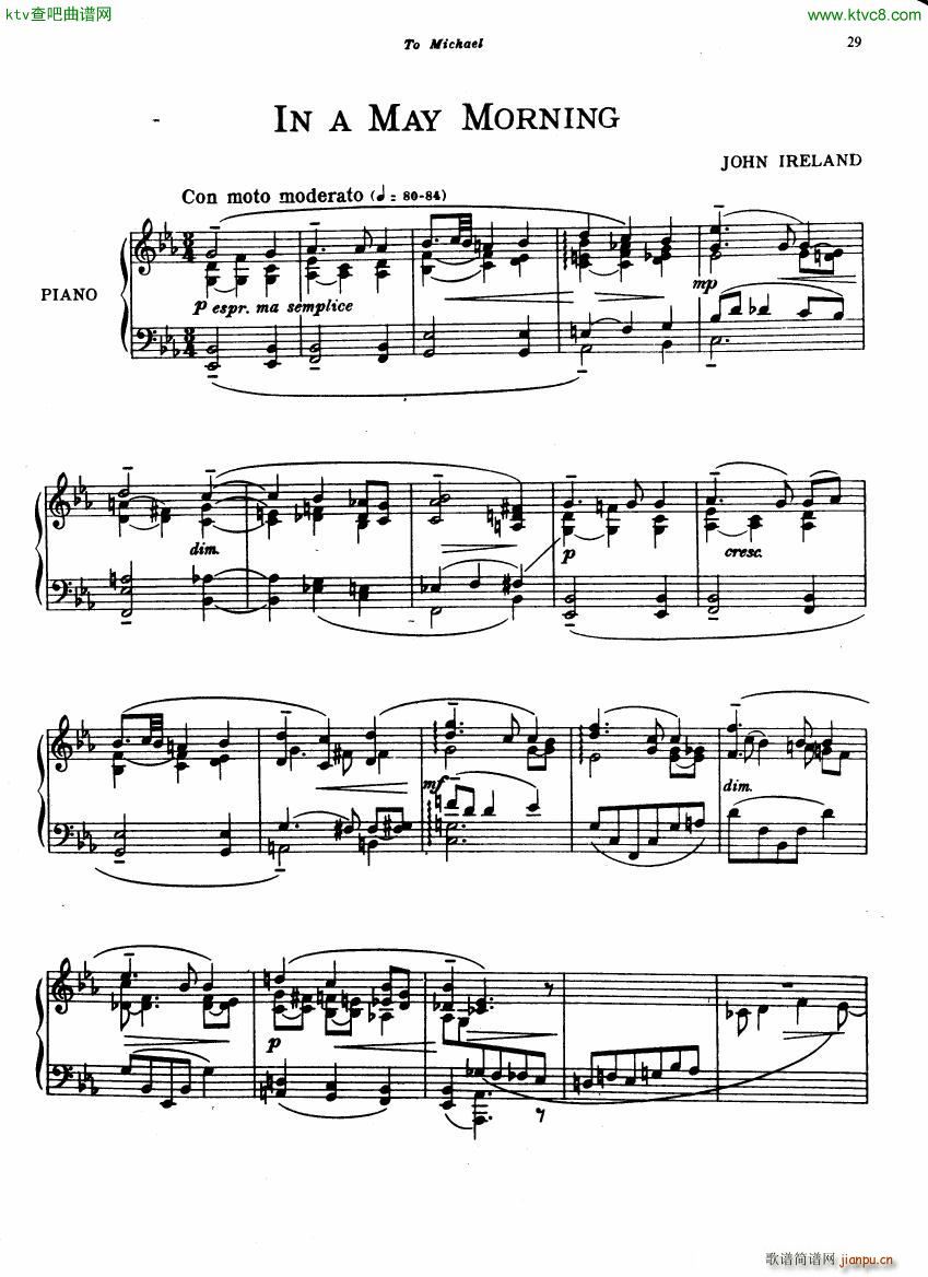 Ireland Sarnia 2 In a May Morning(钢琴谱)1