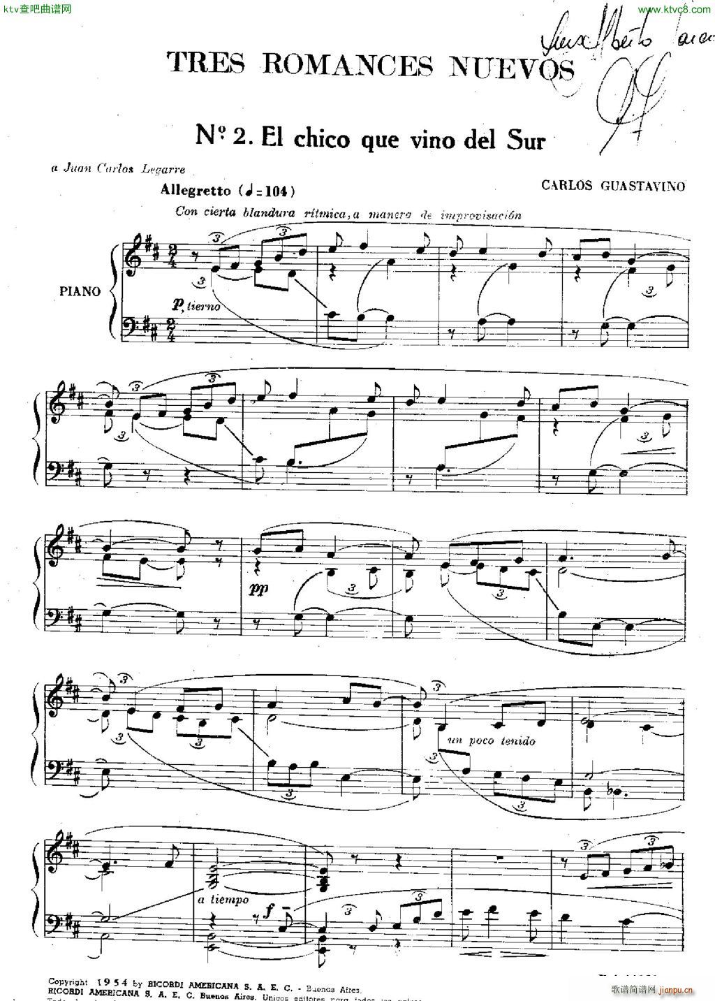 Guastavino Tre Romanze n 2(钢琴谱)1
