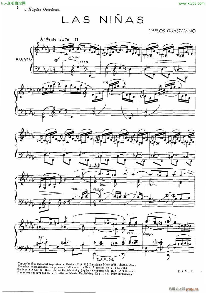 Guastavino Las Ninas(钢琴谱)1