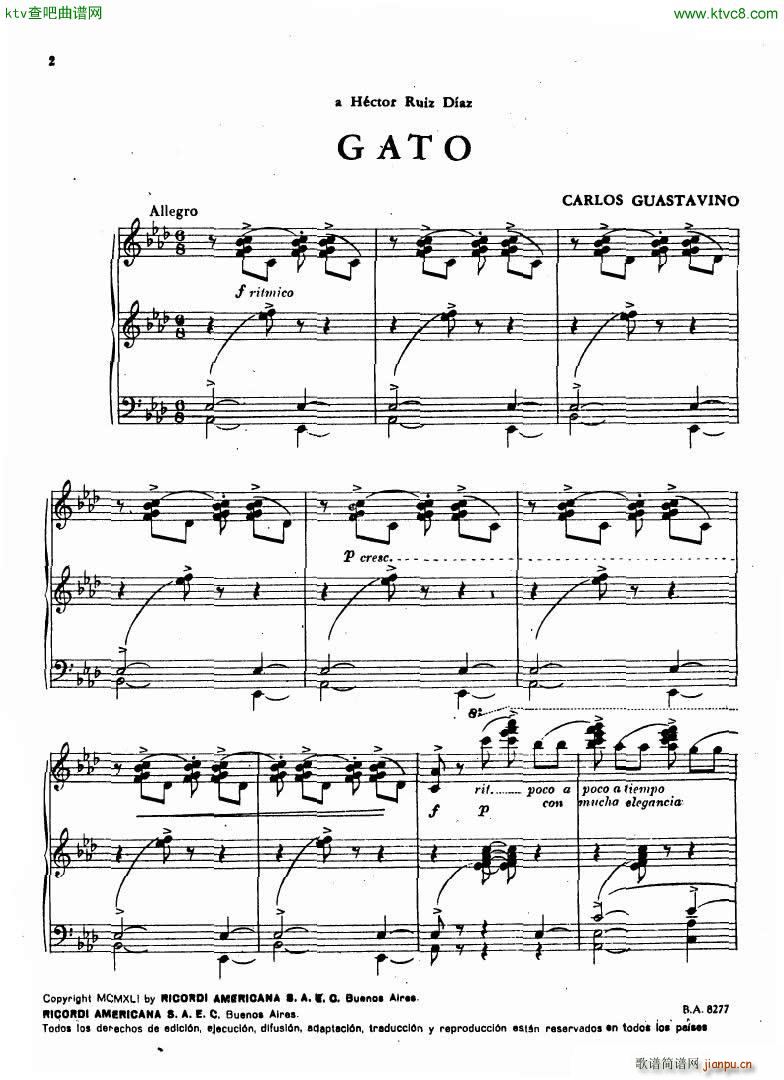 Guastavino Gato(钢琴谱)1