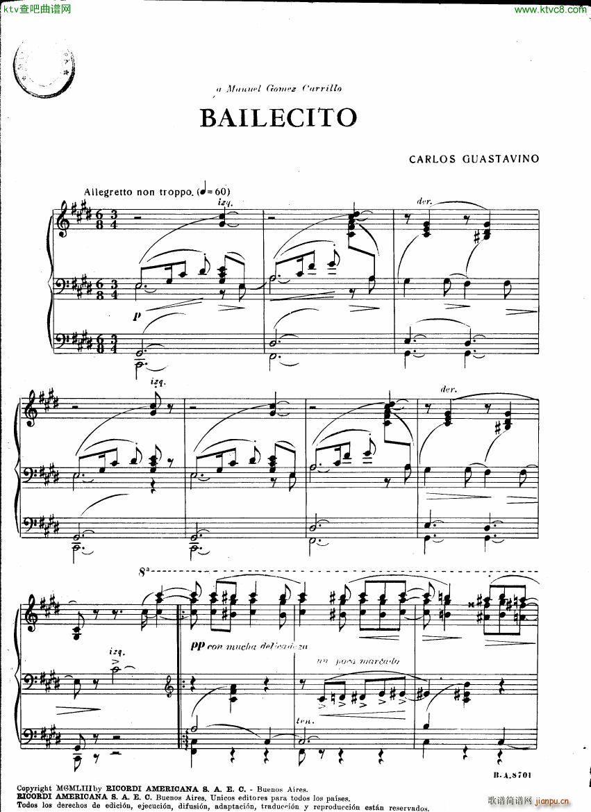 Guastavino Bailecito(钢琴谱)1