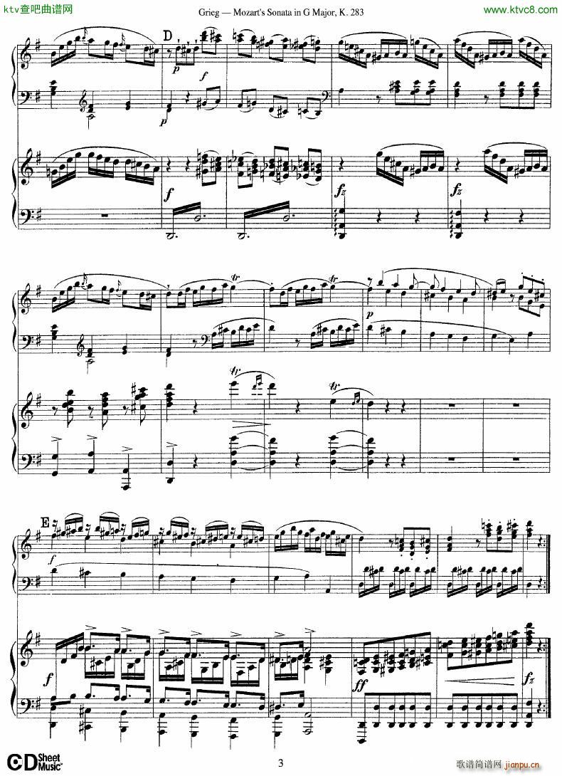 Grieg Sonata K 582 Mozart 2nd Piano Grieg(钢琴谱)3