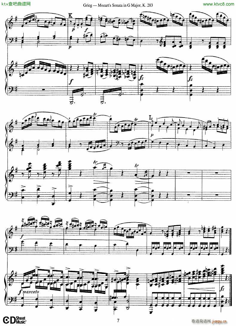 Grieg Sonata K 582 Mozart 2nd Piano Grieg(钢琴谱)7