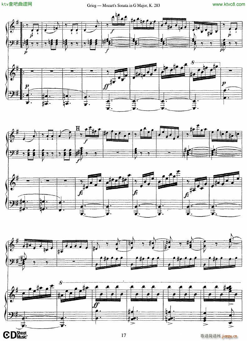 Grieg Sonata K 582 Mozart 2nd Piano Grieg(钢琴谱)17