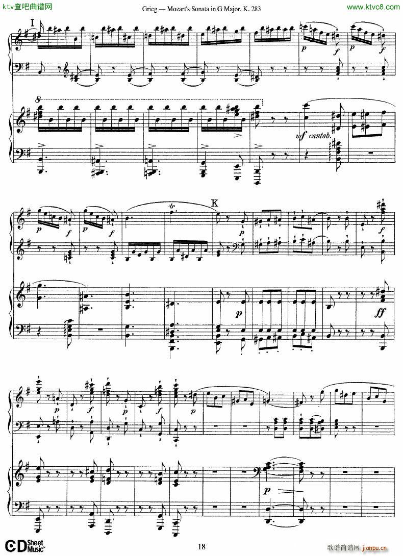 Grieg Sonata K 582 Mozart 2nd Piano Grieg(钢琴谱)18