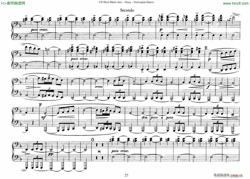Grieg Norwegian Dance Op 35 1 4 Duet(钢琴谱)27