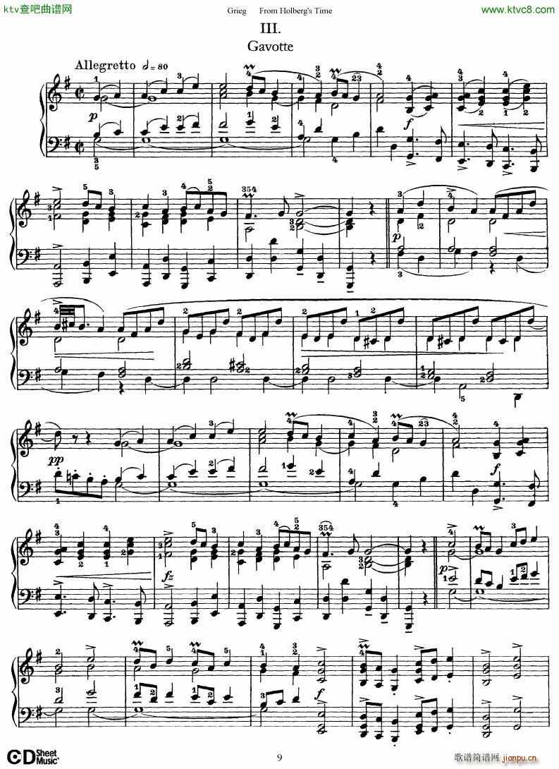 Grieg From Holberg s Time 1 5(钢琴谱)9