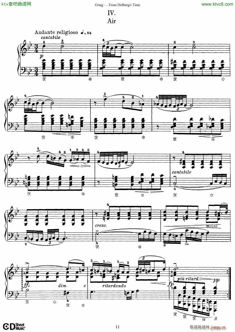 Grieg From Holberg s Time 1 5(钢琴谱)11