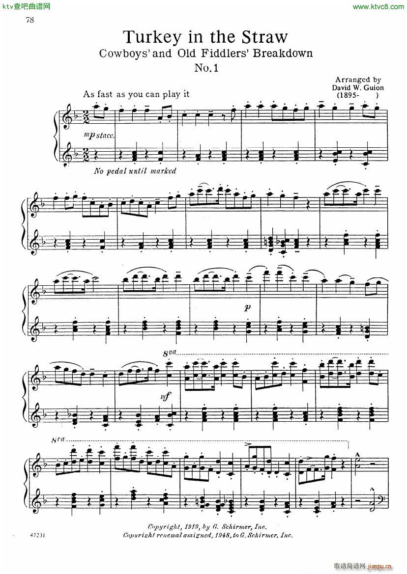 Guion Turkey in the Straw(钢琴谱)1