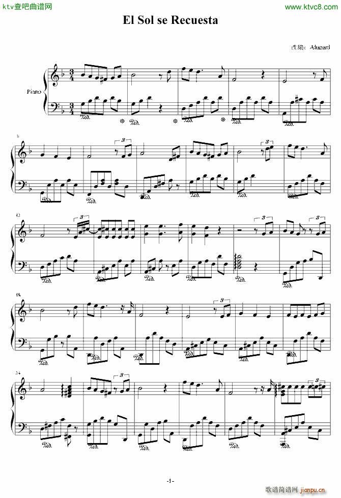 El Sol se Recuesta(钢琴谱)1