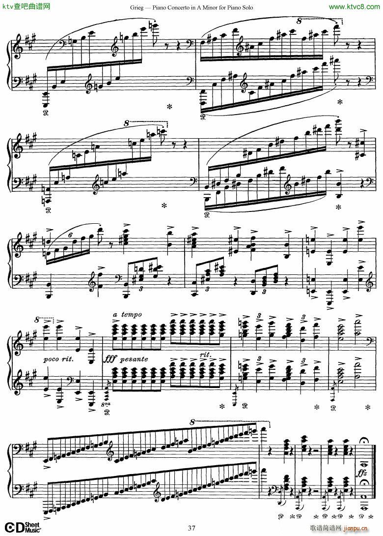 Grieg Piano Concerto solo arr 2 byGrieg(钢琴谱)37