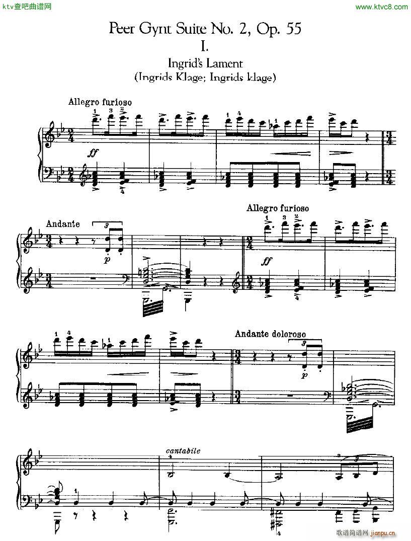 Peer Gynt Suite No 2 Op 55(钢琴谱)1