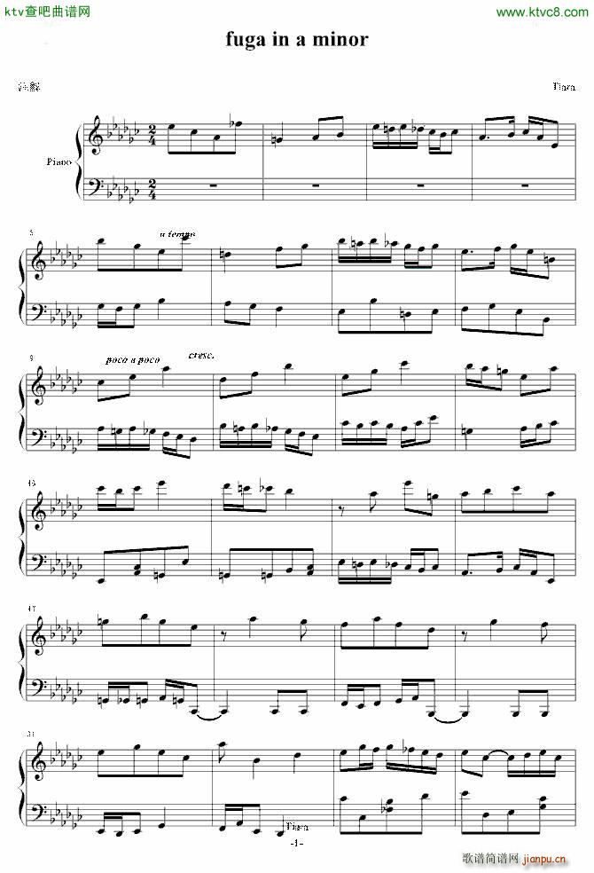 fuga in a minor(钢琴谱)1
