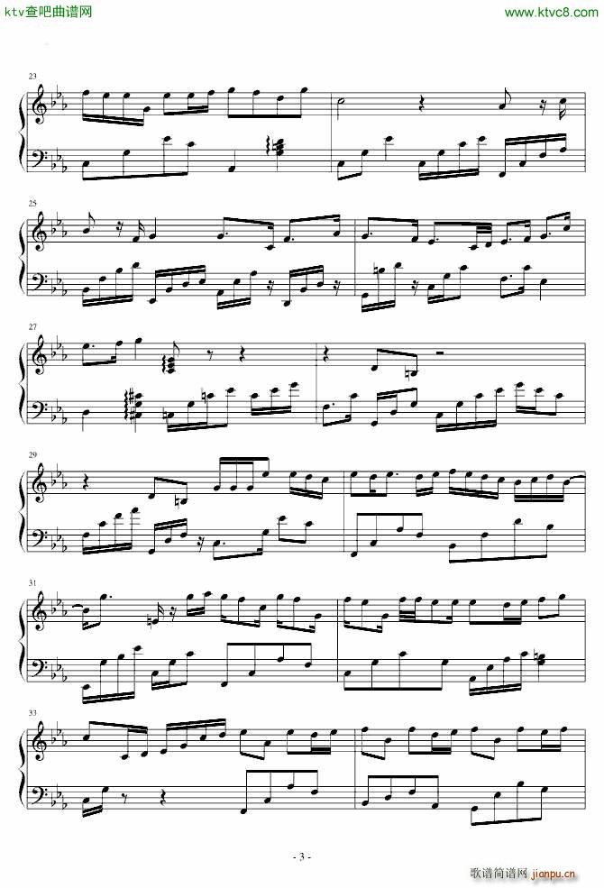 最爱周慧敏钢琴版(钢琴谱)3