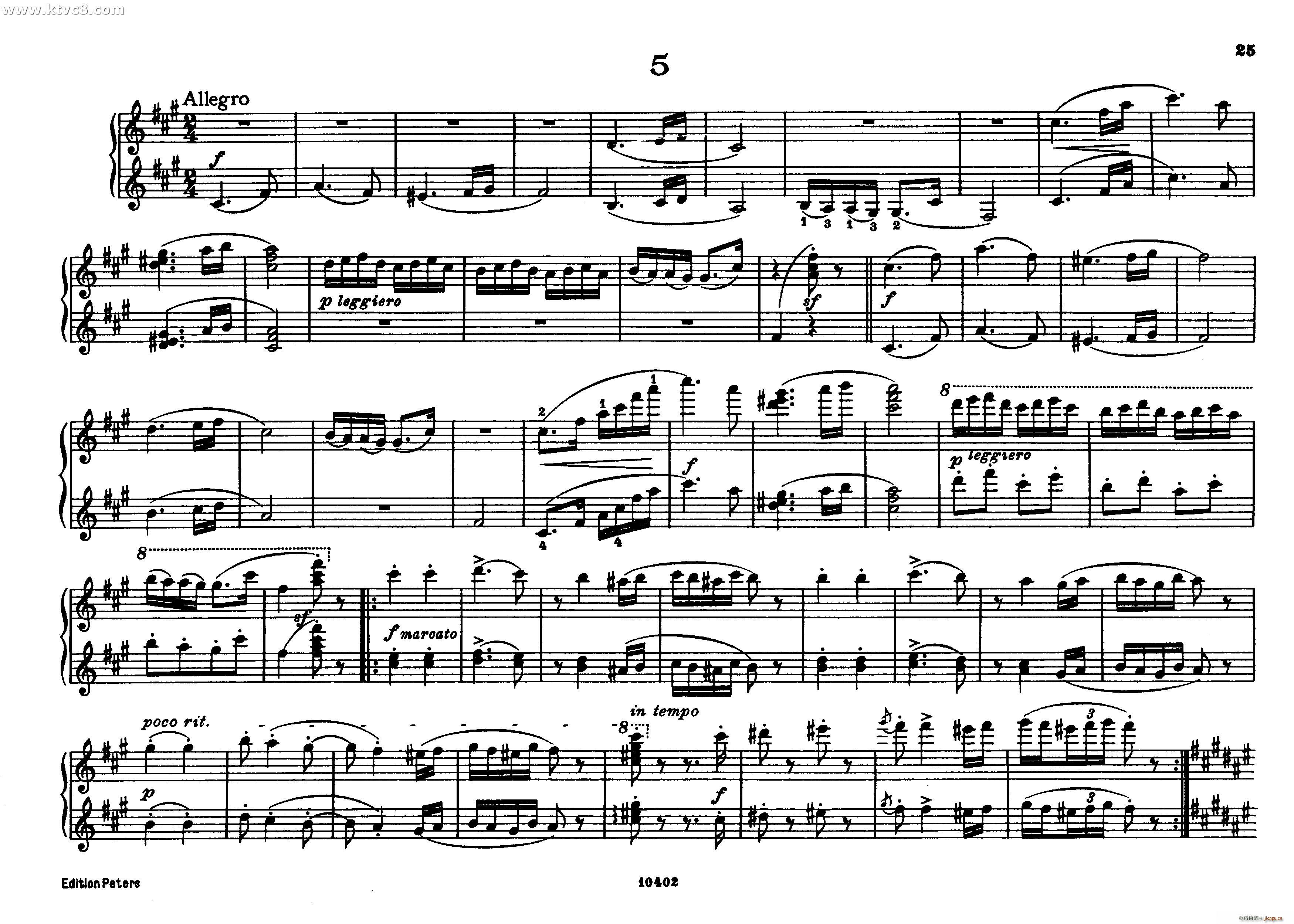 勃拉姆斯匈牙利舞曲 钢琴四手联弹(钢琴谱)24