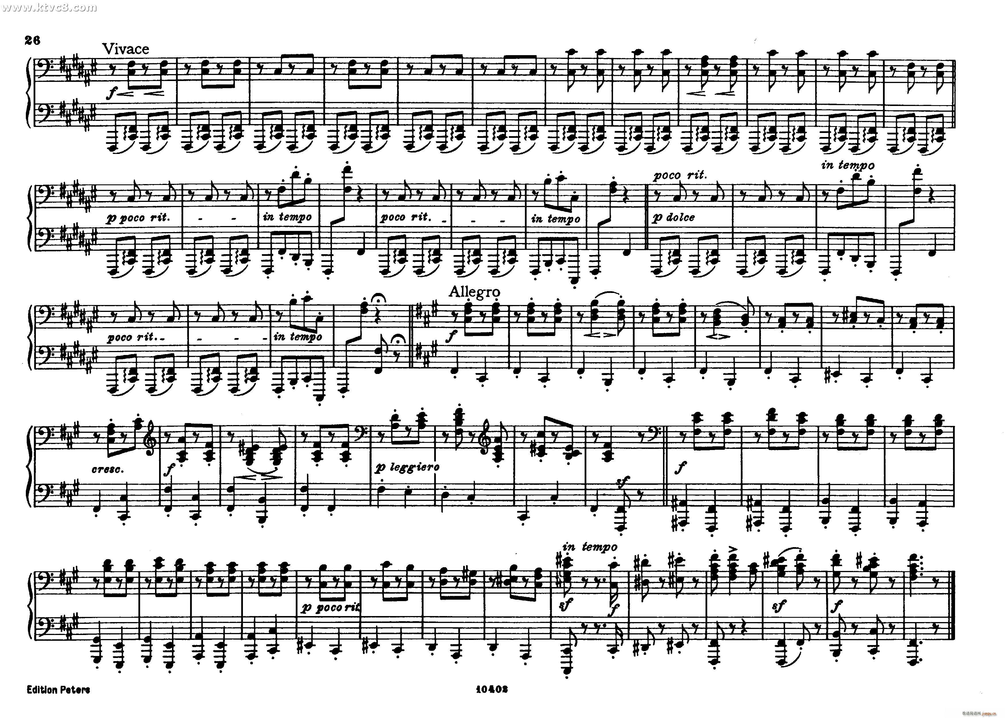 勃拉姆斯匈牙利舞曲 钢琴四手联弹(钢琴谱)25