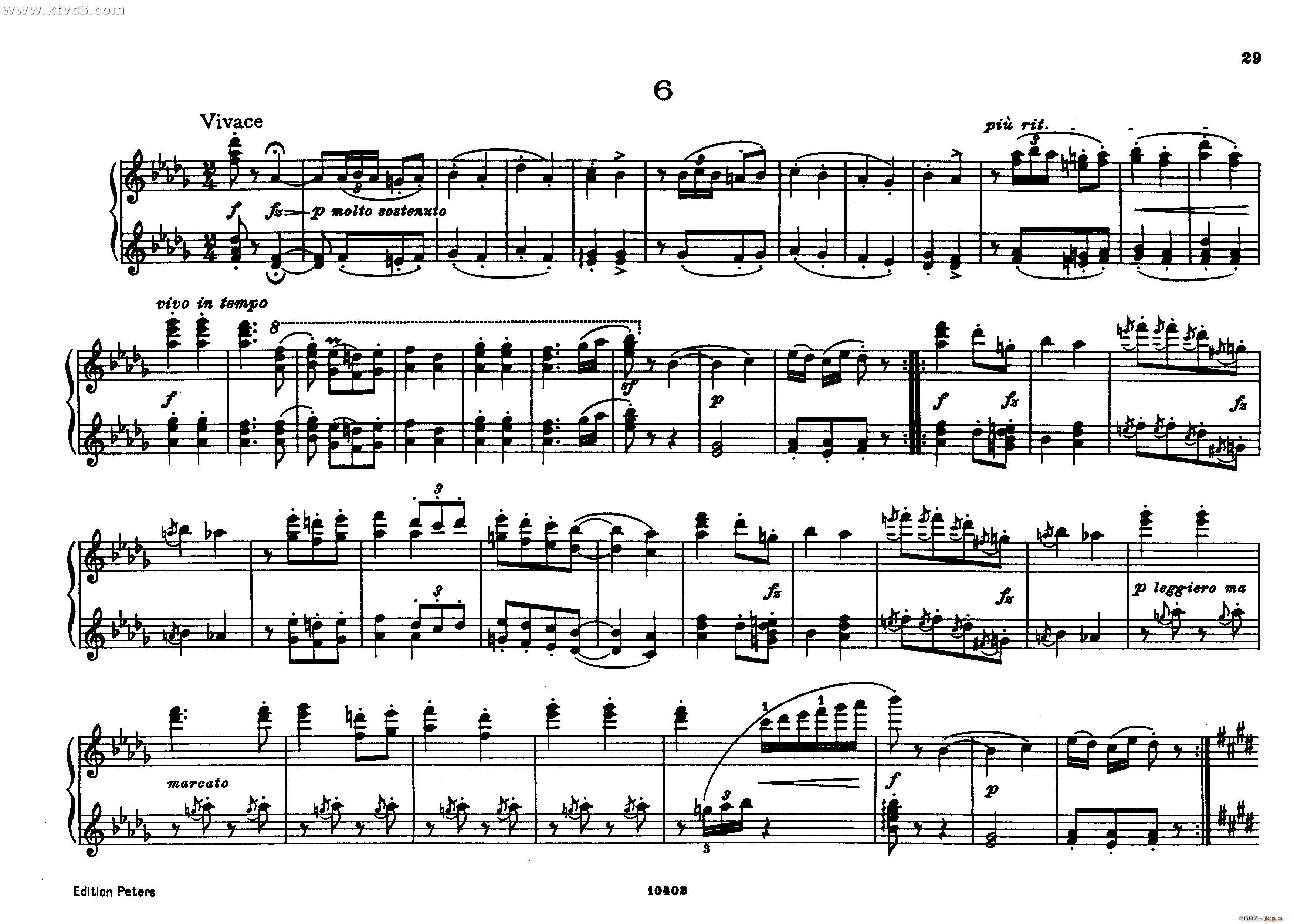 勃拉姆斯匈牙利舞曲 钢琴四手联弹(钢琴谱)28