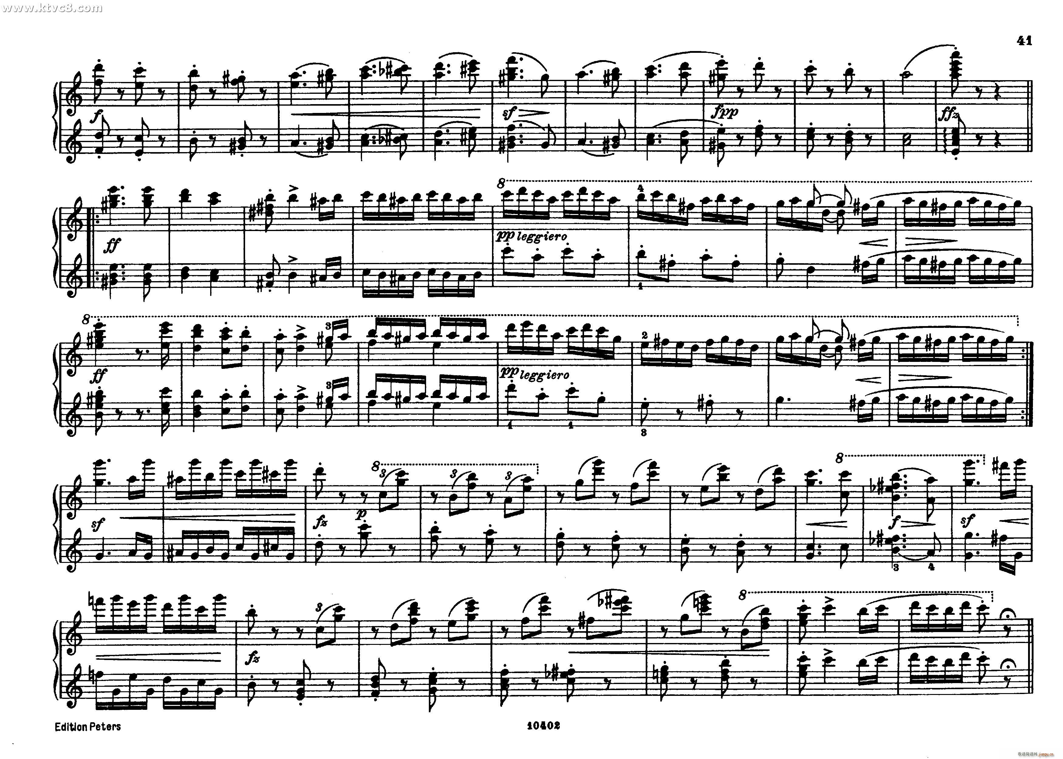 勃拉姆斯匈牙利舞曲 钢琴四手联弹(钢琴谱)40