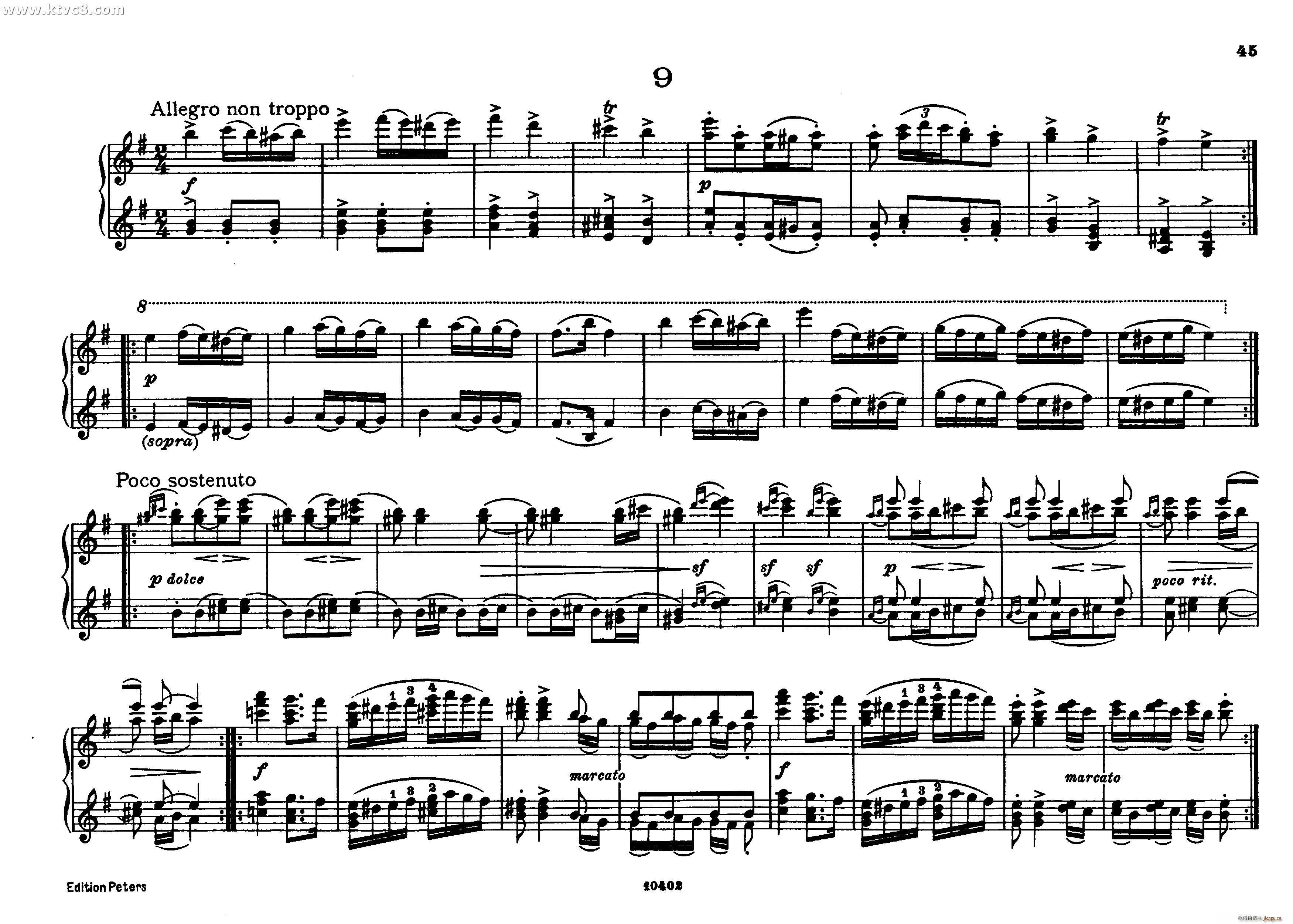 勃拉姆斯匈牙利舞曲 钢琴四手联弹(钢琴谱)44