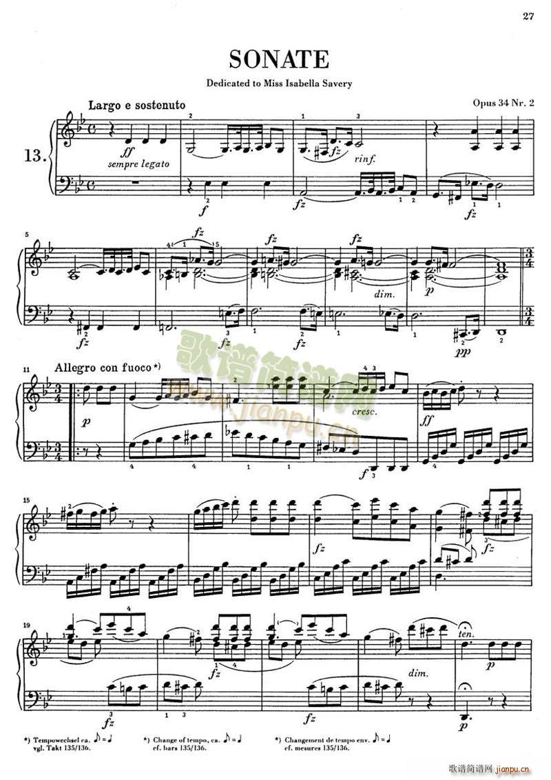 克莱门蒂g小调钢琴奏鸣曲 1 9(钢琴谱)1