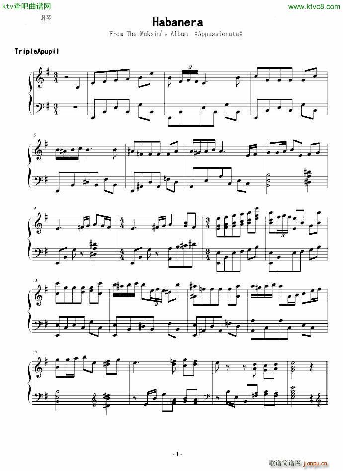 Habanera(钢琴谱)1