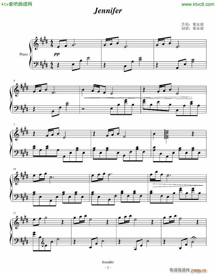 Jennifer(钢琴谱)1