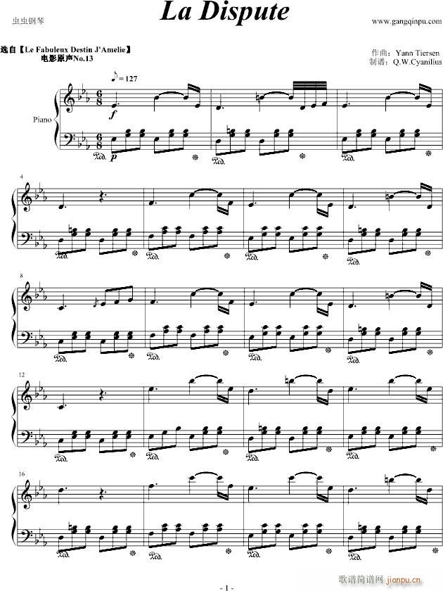 La Dispute(钢琴谱)1