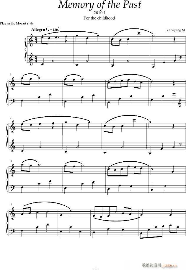 Memory of the past(钢琴谱)1