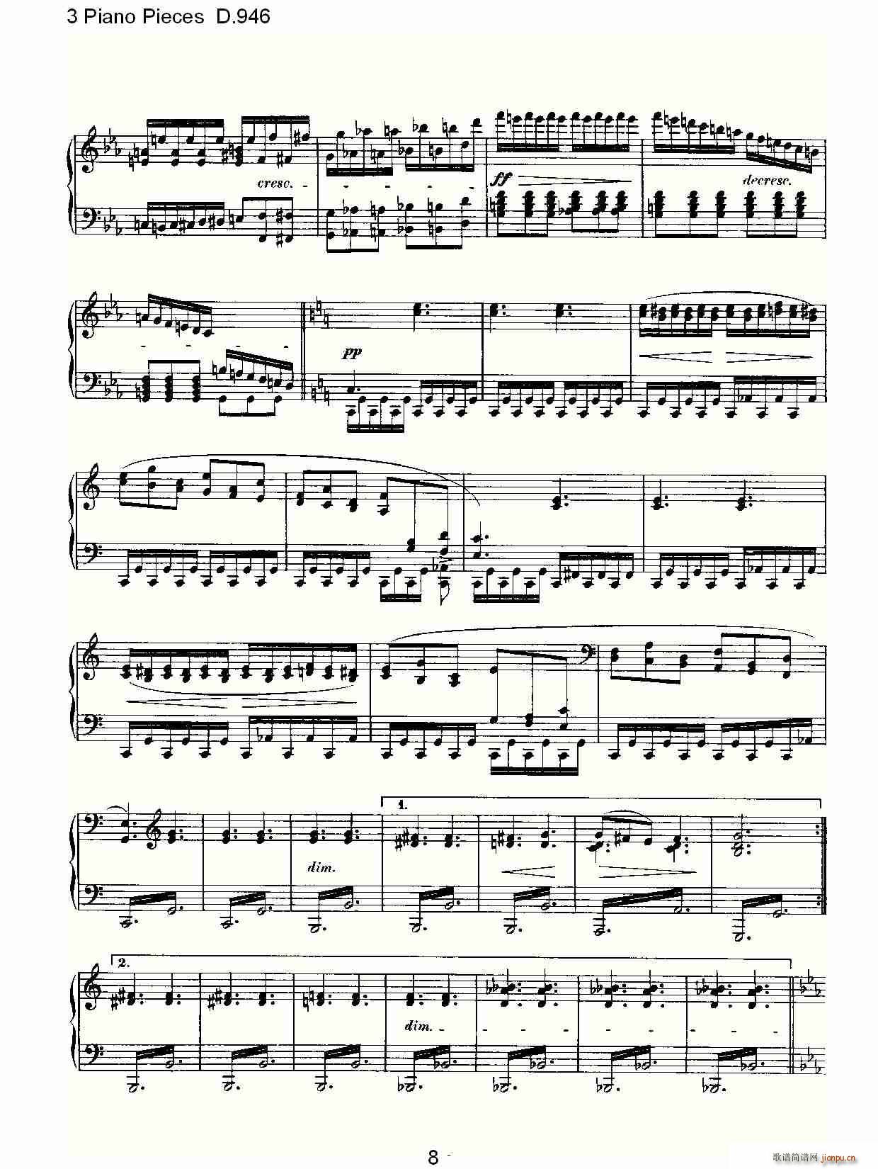 3 Piano Pieces D.946(钢琴谱)8