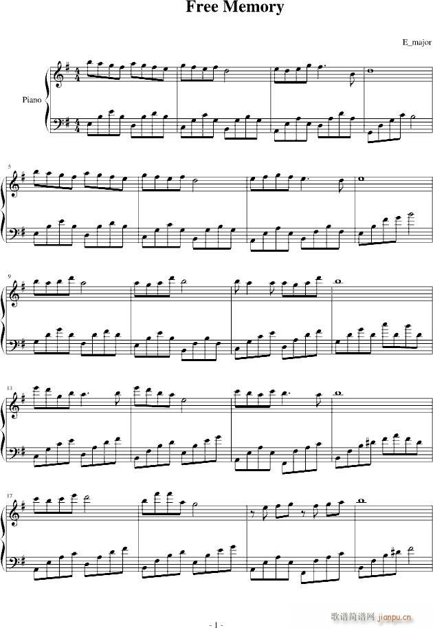 Free Memory(钢琴谱)1