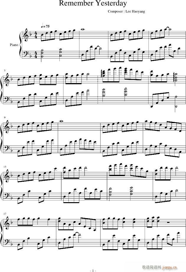 Remember yesterday(钢琴谱)1