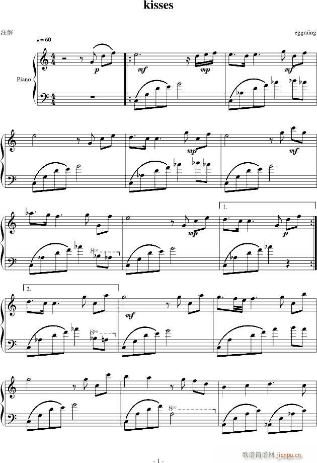 kisses(钢琴谱)1
