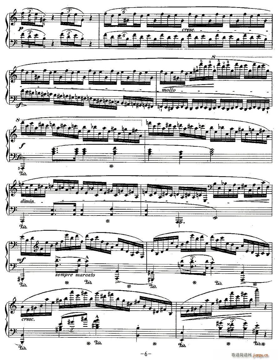 肖邦钢琴练习曲，Op.25之十一(钢琴谱)6