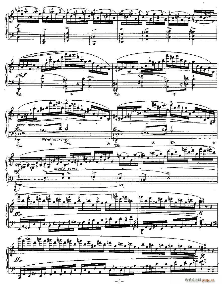 肖邦钢琴练习曲，Op.25之十一(钢琴谱)5