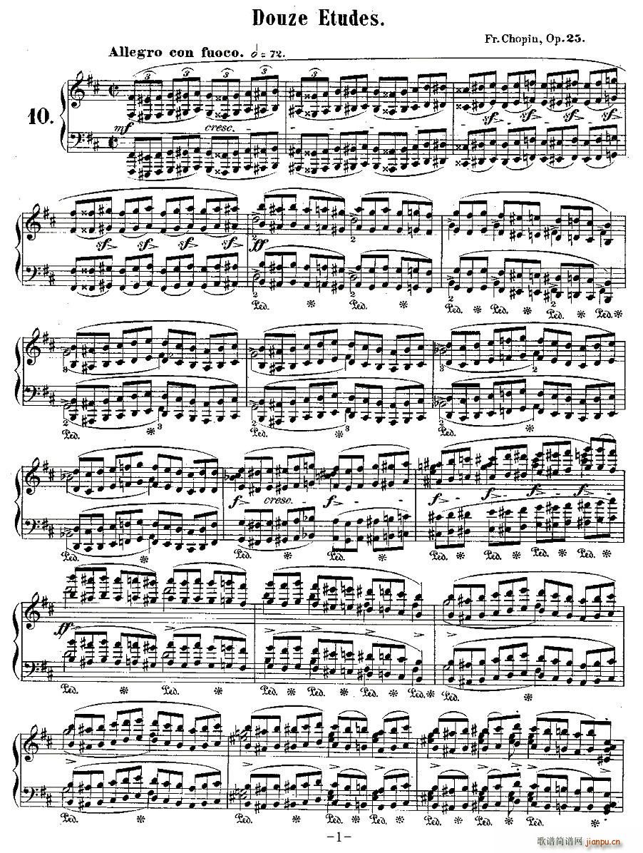 肖邦钢琴练习曲，Op.25之十(钢琴谱)1