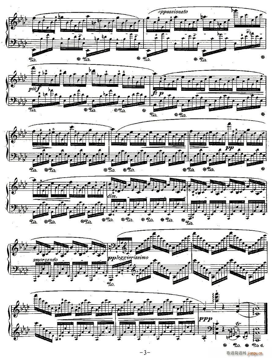 肖邦钢琴练习曲，Op.25之一(钢琴谱)3