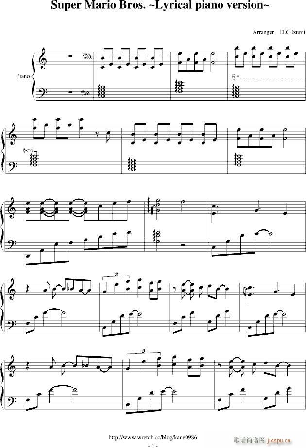 超級瑪利歐(钢琴谱)1